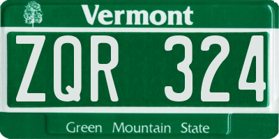 VT license plate ZQR324