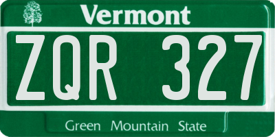 VT license plate ZQR327