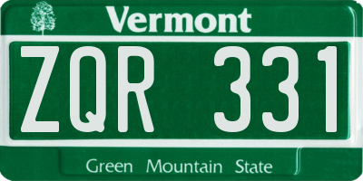 VT license plate ZQR331