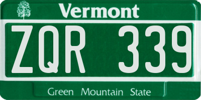 VT license plate ZQR339