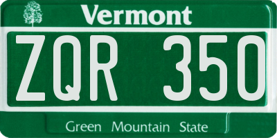 VT license plate ZQR350