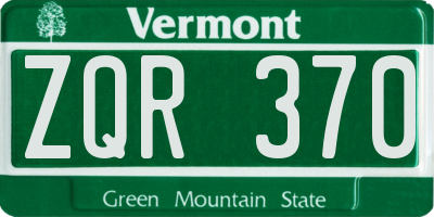 VT license plate ZQR370