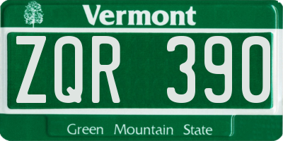 VT license plate ZQR390