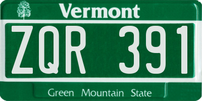 VT license plate ZQR391