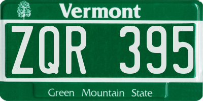 VT license plate ZQR395