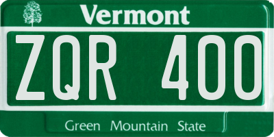 VT license plate ZQR400