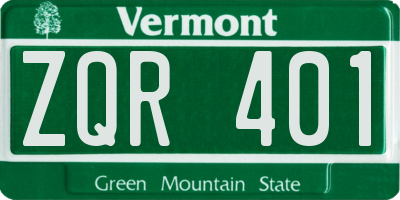 VT license plate ZQR401