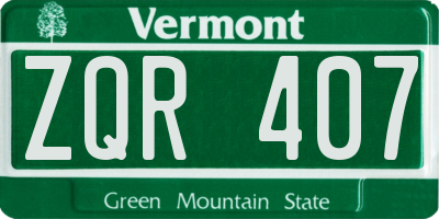 VT license plate ZQR407