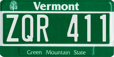 VT license plate ZQR411