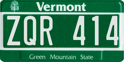 VT license plate ZQR414