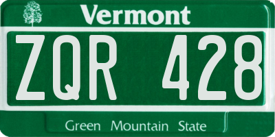 VT license plate ZQR428