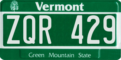 VT license plate ZQR429
