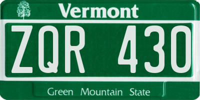 VT license plate ZQR430