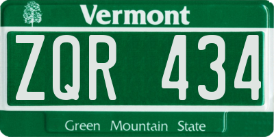 VT license plate ZQR434