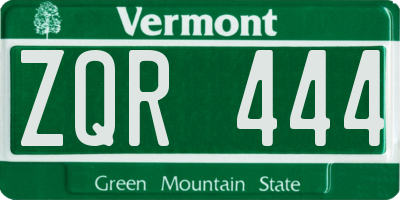 VT license plate ZQR444