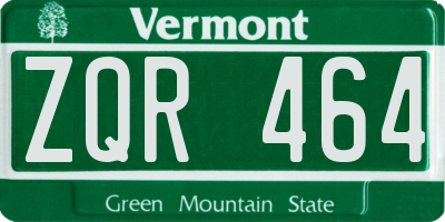 VT license plate ZQR464