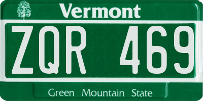 VT license plate ZQR469