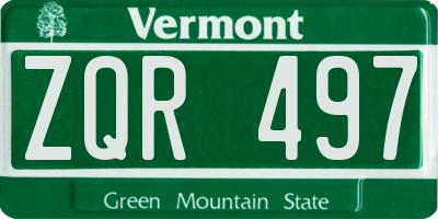 VT license plate ZQR497