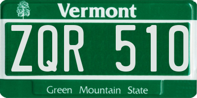 VT license plate ZQR510