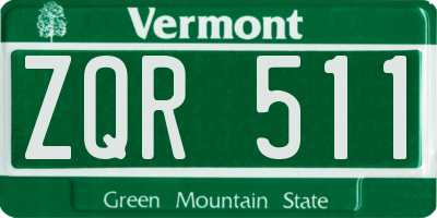 VT license plate ZQR511
