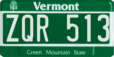 VT license plate ZQR513