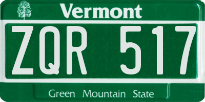 VT license plate ZQR517