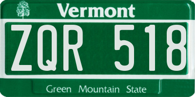 VT license plate ZQR518