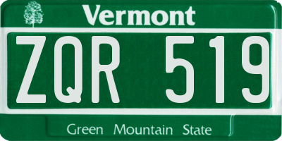 VT license plate ZQR519