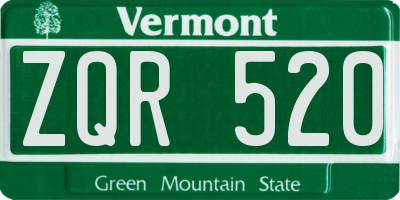 VT license plate ZQR520