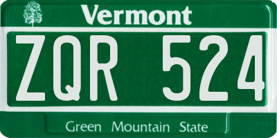 VT license plate ZQR524