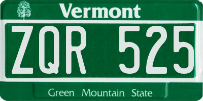VT license plate ZQR525
