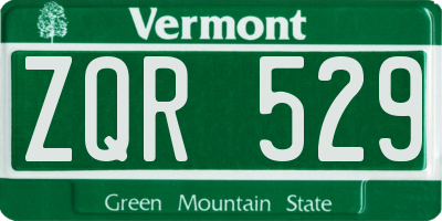 VT license plate ZQR529