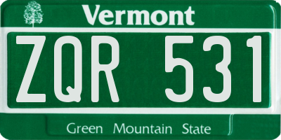 VT license plate ZQR531