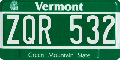 VT license plate ZQR532
