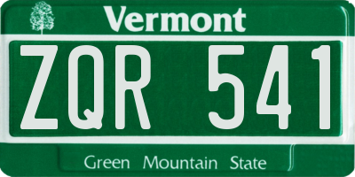 VT license plate ZQR541