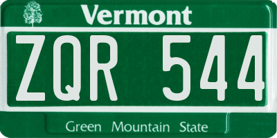 VT license plate ZQR544