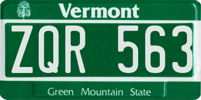 VT license plate ZQR563