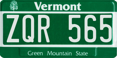 VT license plate ZQR565