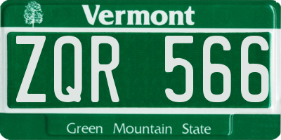 VT license plate ZQR566