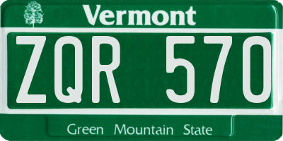 VT license plate ZQR570