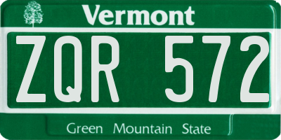 VT license plate ZQR572