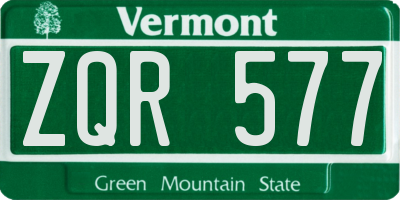 VT license plate ZQR577