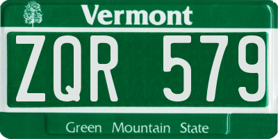 VT license plate ZQR579