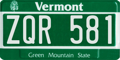 VT license plate ZQR581