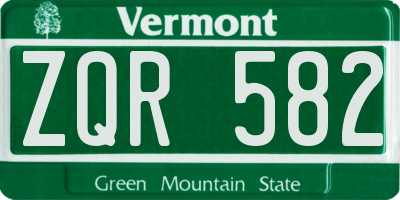 VT license plate ZQR582