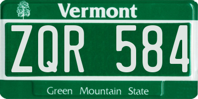 VT license plate ZQR584