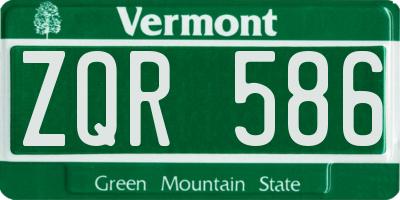 VT license plate ZQR586