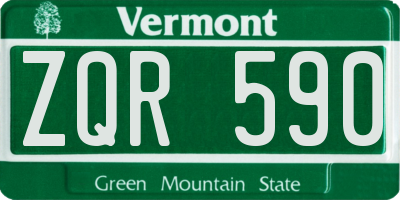 VT license plate ZQR590