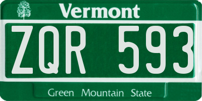 VT license plate ZQR593