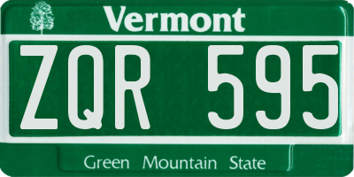 VT license plate ZQR595